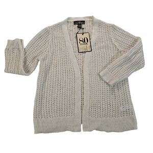 80 Park Women’s Pointelle Knit Cardigan Shrug  White Size L NWT